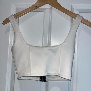 PrettyLittleThing white crop top.